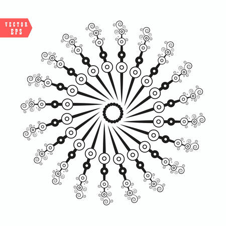 Round vector snowflake. Abstract winter black and white ornament. Fine snowflakeのイラスト素材