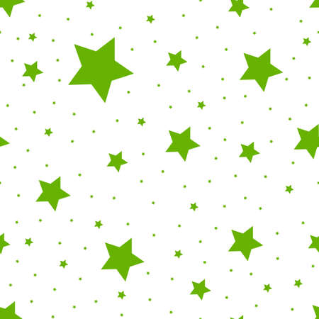 Green Seamless Star Pattern. Repeating Star Background. Simple seamless star icon vector pattern. Green star.のイラスト素材