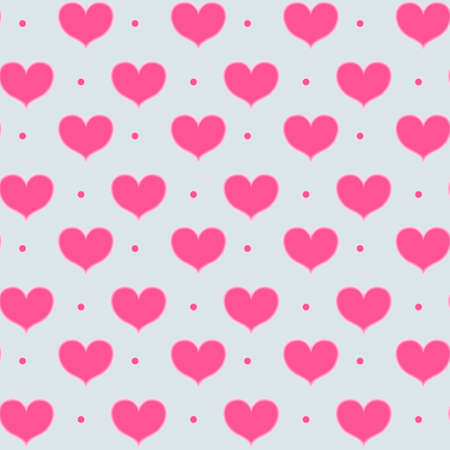 Vector seamless pattern with shiny pink hearts. Pattern with hearts and dots. Background to the day...