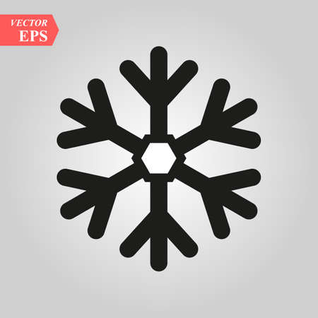 Snowflake icon. Black silhouette snow flake sign, isolated on white background. Flat design. Symbol of winter, frozen, Christmas, New Year holiday. Graphic element decoration. Vector illustration eps 10の写真素材