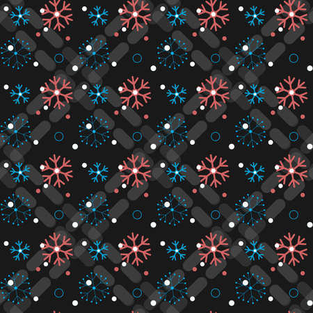 White snowflakes seamless pattern on black Christmas background. eps10