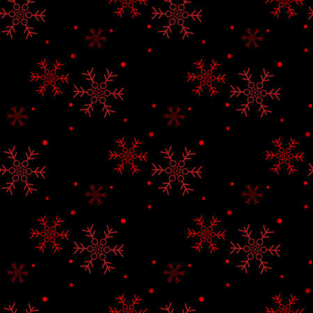 Christmas seamless pattern of snowflakes, red on black eps 10のイラスト素材