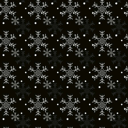 Christmas seamless pattern with snowflakes, vector black background eps10のイラスト素材