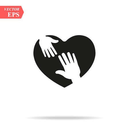 heart icon with caring hands. design white background vector illustration EPS10のイラスト素材