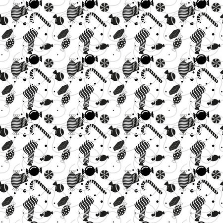 Vector cute seamless with candys and Lollipops on white eps10のイラスト素材