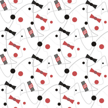 Seamless black and red bow dot pattern with abstract circles eps10のイラスト素材