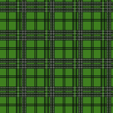 Seamless tartan plaid pattern in Christmas color palette of red, green white. Traditional checkered textile print. Tartan fabric texture background. Vintage plaid clothing design.のイラスト素材