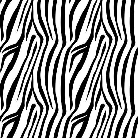 Zebra Stripes Seamless Pattern. Zebra print, animal skin, tiger stripes, abstract pattern, line background, fabric. Amazing hand drawn vector illustration.Poster, banner. Black and white artwork eps10のイラスト素材