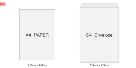 C4 blank mockup white letter paper envelope. Vector template of A4 C4, A5 C5, A3 C3 eps10のイラスト素材