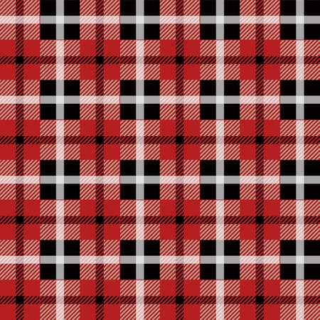 seamless illustration, red tartan pattern with white stripes
