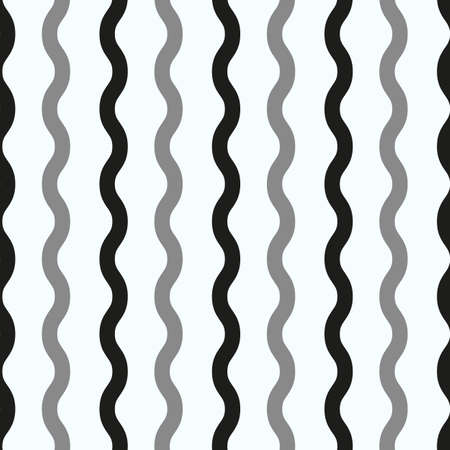 Vector seamless pattern, vertical wavy lines, smooth bends. Simple monochrome black white texture. Abstract contrast repeat background. Design element for prints, decoration, textile, digital, webのイラスト素材
