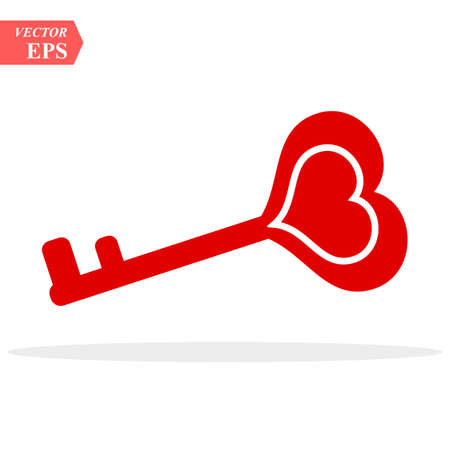 Love red key icon heart shape vector isolatedのイラスト素材