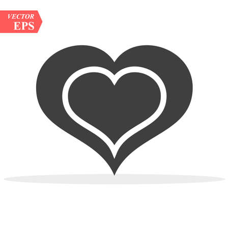Heart Icon Vector. Perfect Love symbol. Valentine s Day sign, emblem isolated on white background with shadow, Flat style for graphic and web design, logo. EPS 10のイラスト素材