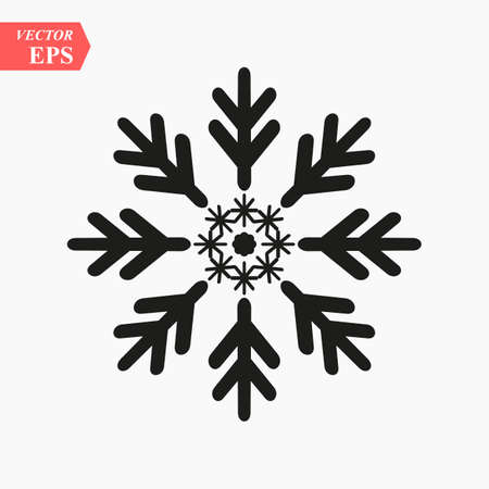 Snowflake icon. Christmas and winter theme. Simple flat black illustration on white background. eps10のイラスト素材