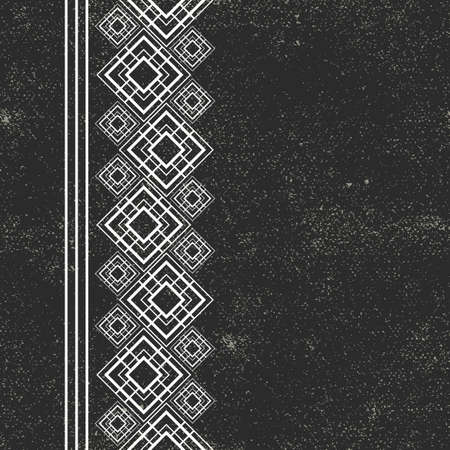 White frame in luxury style. Seamless border for design. Black and white background. Noble card with place for text. Art Deco ornament.のイラスト素材