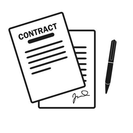 The contract icon. Agreement and signature, pact, accord, convention symbol. Flat Vector illustration eps10のイラスト素材