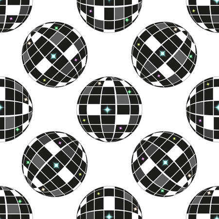 black white shiny disco seamless patterns for Nightclub design eps10のイラスト素材