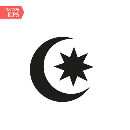 Moon and stars icon. Flat vector illustration in black on white background. EPS10のイラスト素材