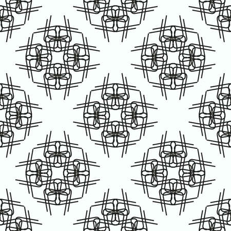 Abstract seamless pattern. Geometric line black and white ornament. Ornamental stylish background. Abstract stripe tile texture. eps 10のイラスト素材