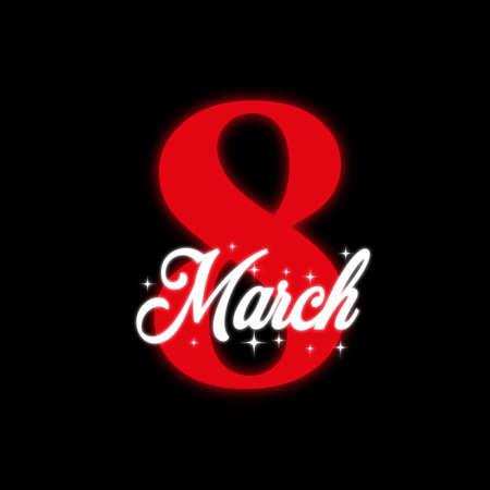 red March 8 greeting card. International Womans Day. vector. black background art eps10のイラスト素材