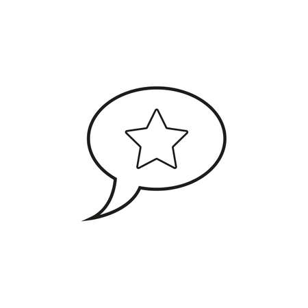 Star in speech bubble outline icon. linear style sign for mobile concept and web design. Message rating simple line vector icon. Symbol, logo illustration. Pixel perfect vector graphicsのイラスト素材