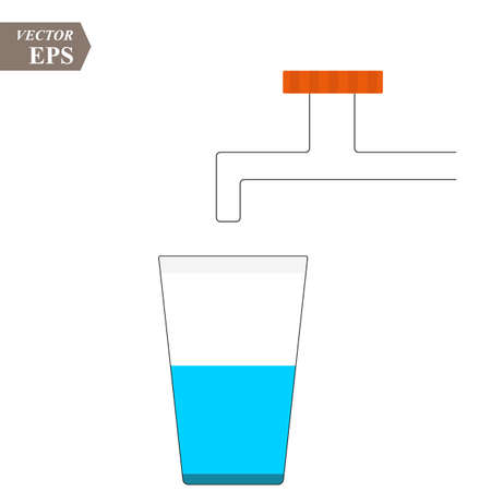 Water and glass. Flat design. Water from the tap. eps10のイラスト素材