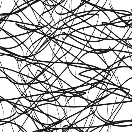 Line abstract seamless pattern with hand drawn lines. wavy striped vector illustration. Irregular abstract grid texture eps10のイラスト素材