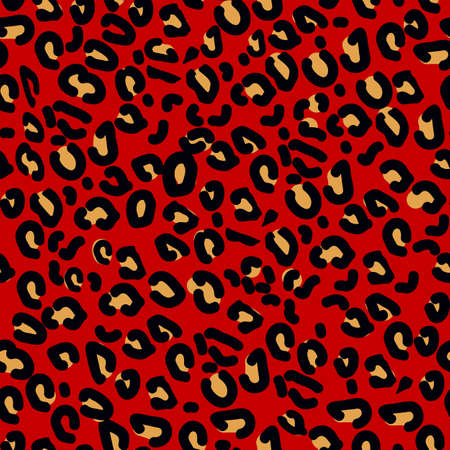 Red leopard seamless pattern. Animal print. Vector backgroundのイラスト素材