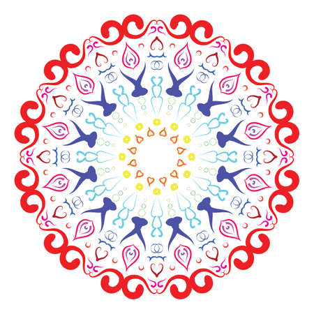 Colorful Circular pattern in form of mandala for Henna, Mehndi, tattoo, decoration. Decorative ornament in ethnic oriental style. Coloring book page. eps 10のイラスト素材