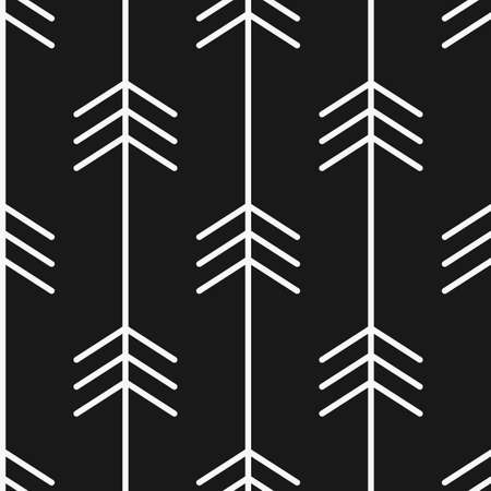 White arrows on black background seamless vector pattern illustrationのイラスト素材