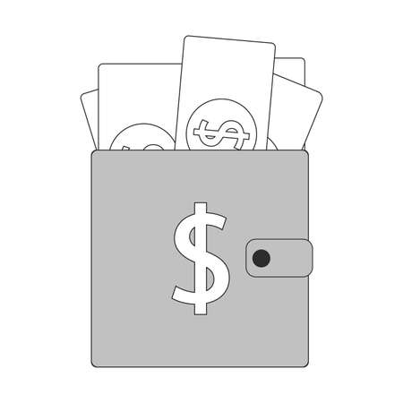 Shopping Wallet simple icon. Dollar sign. USD Money pocket symbol. Quality design elements. Classic style.のイラスト素材