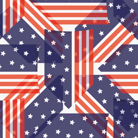 Seamless Pattern National USA Flag with stripes Stars Blue and Red. Pattern suitable for posters, postcards, fabric or wrapping paper. eps10のイラスト素材