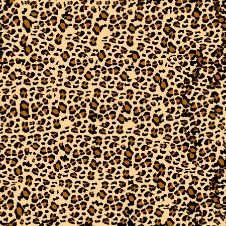 Leopard pattern. Seamless vector print. Realistic animal texture. Black and yellow spots on a beige background. Abstract repeating pattern - leopard skin imitation can be painted on clothes or fabric.のイラスト素材