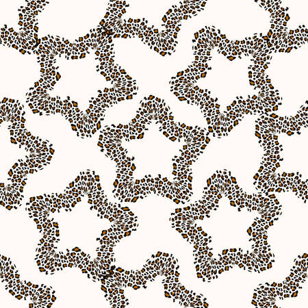 Seamless pattern with leopard stars, trendy rock or punk design, vector illustration background.EPS...