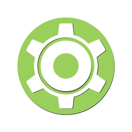 Cogwheel vector pictograph. Illustration style is flat iconic bicolor eco green and gray symbol on white background.のイラスト素材