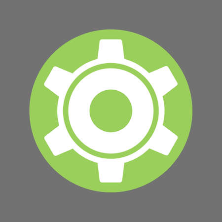 Gear vector icon. Illustration style is flat iconic bicolor eco green and gray symbol on white background.のイラスト素材