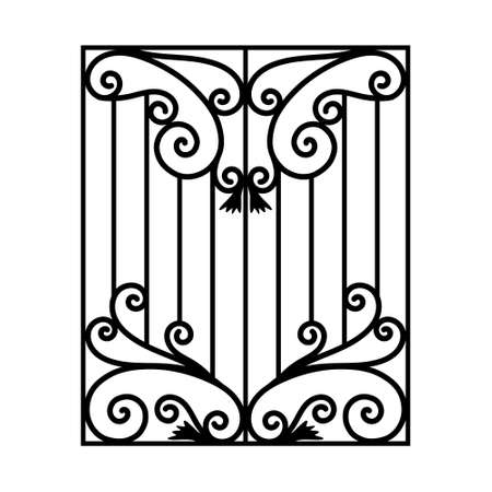 Wrought iron modules, usable as fences, railings, window grilles isolated on white backgroundのイラスト素材