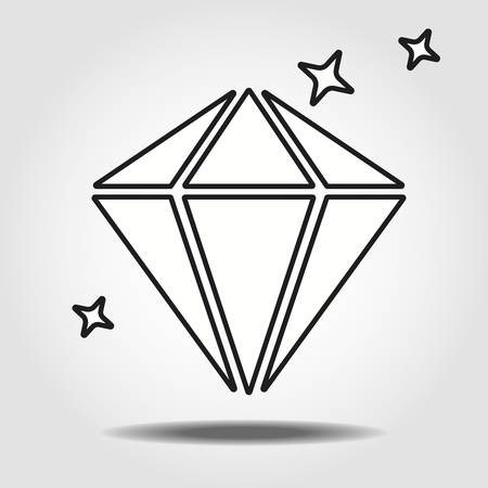 Diamond linear icon. Thin line illustration. Shiny brilliant gem contour symbol.のイラスト素材