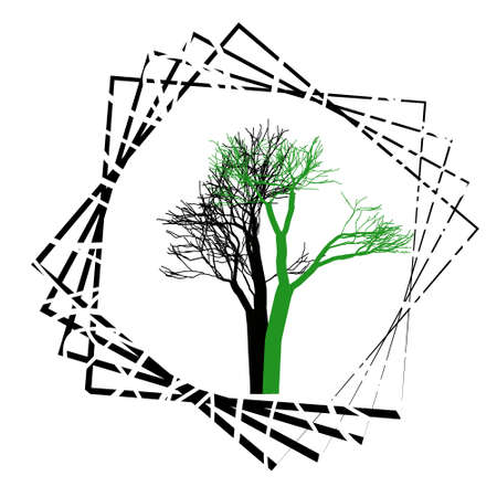 Nature and plant concept represented by dry green and black tree icon. isolated and flat illustration vectorのイラスト素材
