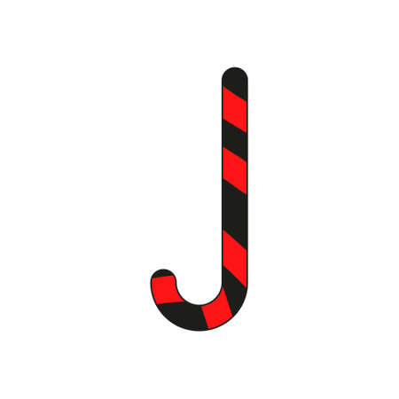 Christmas cane candy. Stick isolated. Decoration sugar lollipop. Holiday red background. Cartoon illustration. Striped traditional noel dessert. Realistic lollypop iconのイラスト素材