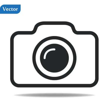 Camera icon vector illustration. Isolated pohotocamera symbol. Photo camera line concept. Photo...