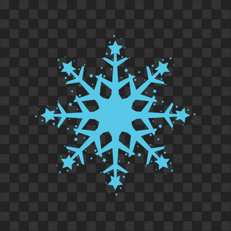Snowflake icon. Blue silhouette snow flake sign, isolated on white background. Flat design. Symbol of winter, frozen, Christmas, New Year holiday. Graphic element decoration. Vector illustration eps 10のイラスト素材