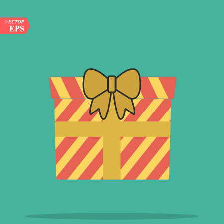 Illustration of gift box icon o background. Christmas gift icon illustration vector symbol. Present gift box icon. Package in gift wrap, vector   - box iconのイラスト素材