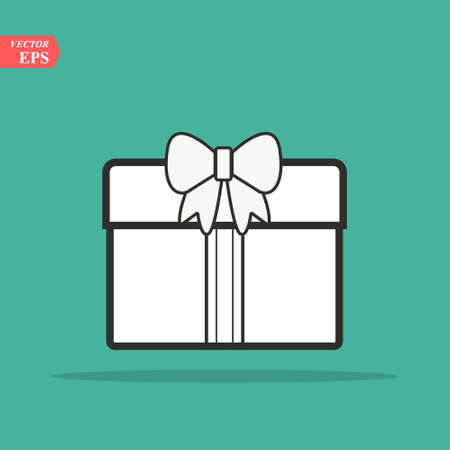 Illustration of gift box icon o background. Christmas gift icon illustration vector symbol. Present gift box icon. Package in gift wrap, vector - box iconのイラスト素材