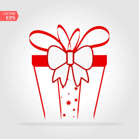 Red Gift. Isolated vector icon, sign, emblem, pictogram. Flat style for design, web logo or UIのイラスト素材