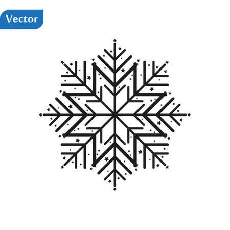 Snowflake icon. Flat vector illustration in black on white background.のイラスト素材