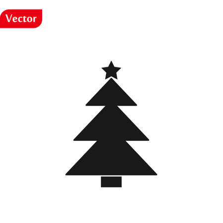 Christmas tree icon, vector flat design symbol isolated on white background.のイラスト素材