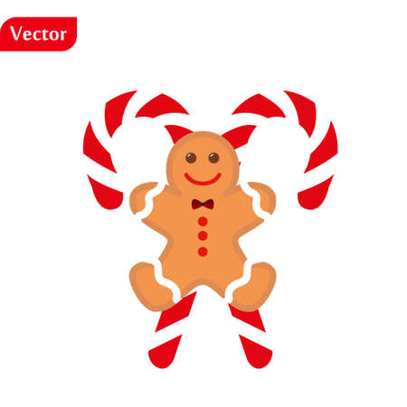 Gingerbread man icon, vector illustration design. Christmas collection.のイラスト素材