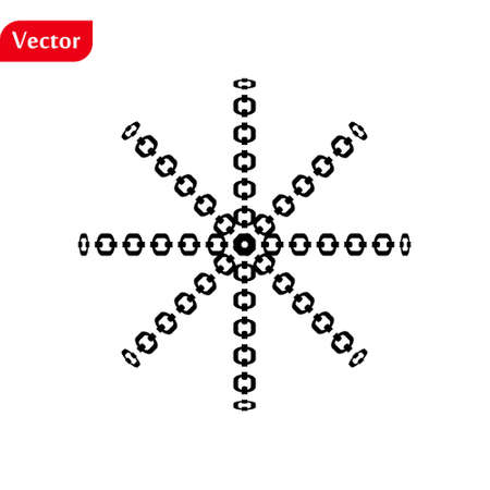 snowflake with chain style icon, vector simple flat single color isolated on white. Christmas winter holiday theme decorative design element.のイラスト素材