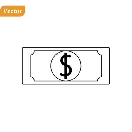 Cash icon vector. Line money symbol. Trendy flat outline ui sign design. Thin linear graphic pictogram for web site, mobile application. Logo illustration.のイラスト素材